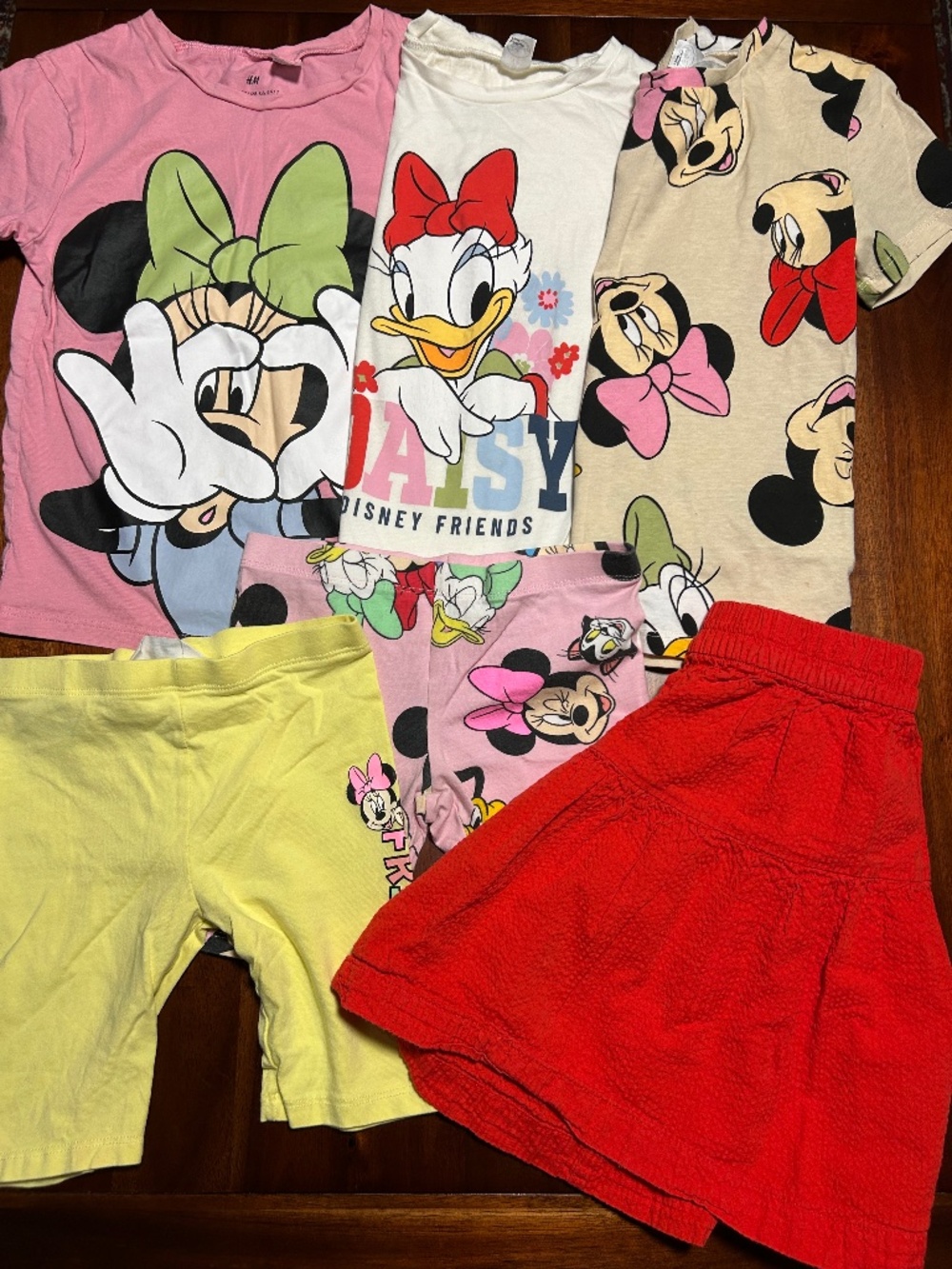 Lot of 5 HM Disney Girls Clothes Size 6-7 | Minnie Mouse Daisy Duck Shorts Skirt